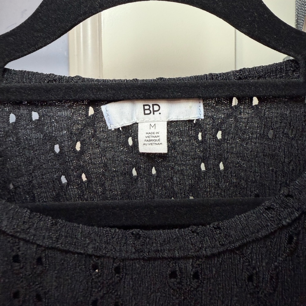 BP Black Textured Eyelet Women's Blouse - Picture 5 of 7